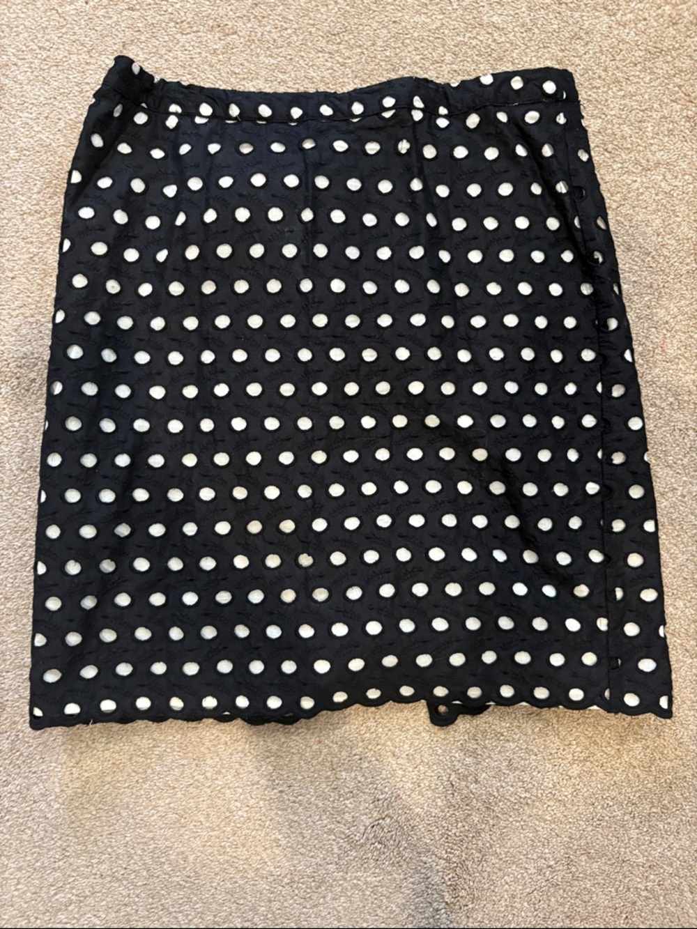 LOFT Black Eyelet Pencil Skirt with White Lining